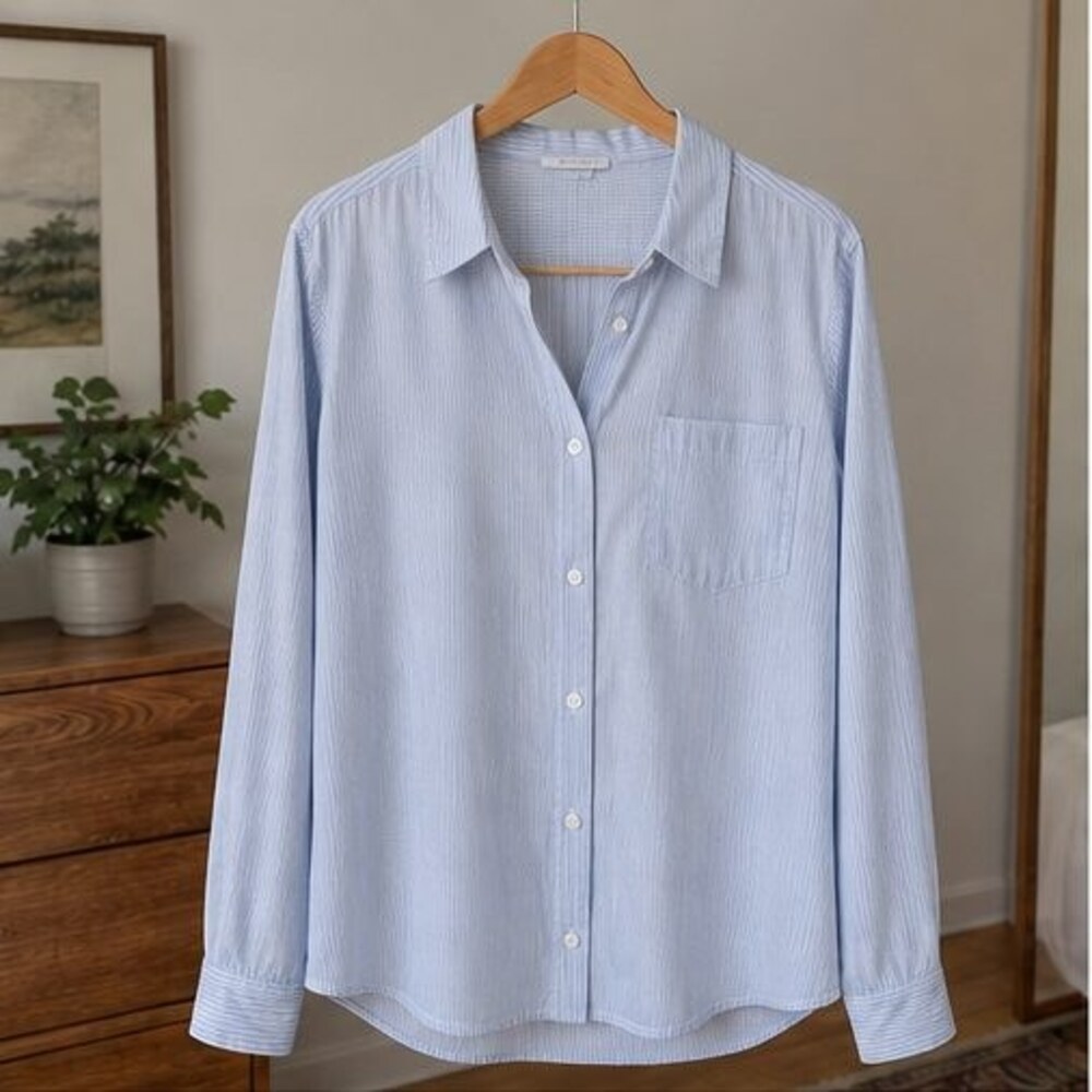 Blue Pinstripe Button Down Shirt